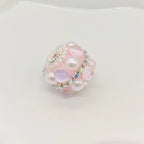 Rhinestone Bubblegum Beads 18mm Pearl Encrusted Round 4pcs 7