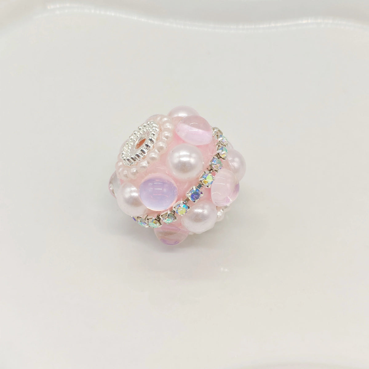 Rhinestone Bubblegum Beads 18mm Pearl Encrusted Round 4pcs 7
