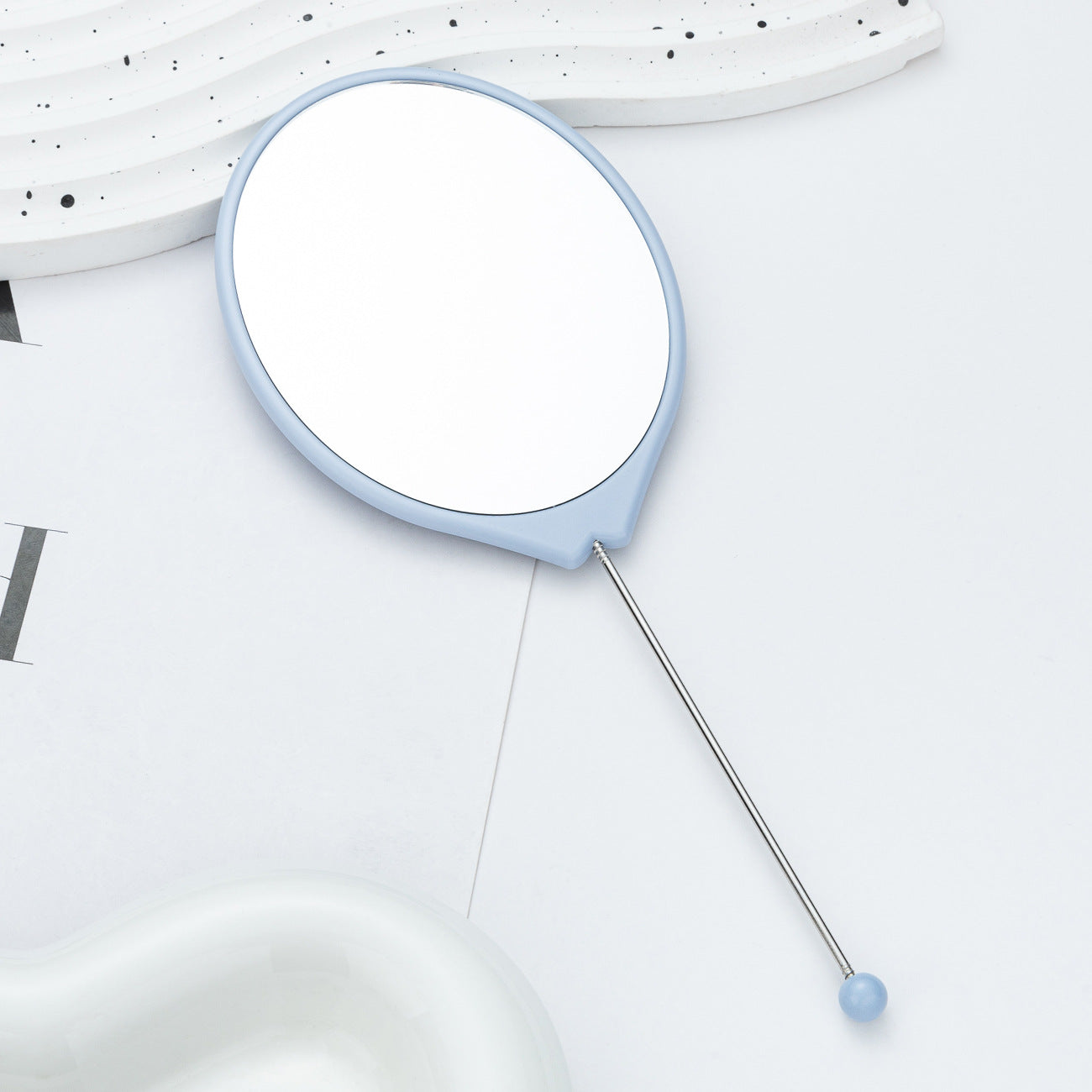Beadable Plastic Mirror Handheld Oval