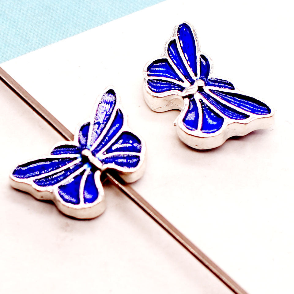 Butterfly Metal Beads 16mm Double Color Cloisonne Enamel 20pcs 3