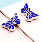 Butterfly Metal Beads 16mm Double Color Cloisonne Enamel 20pcs 3