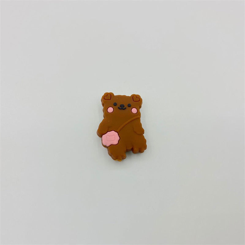 Silicone Focal Beads Backpack Bear Heart Ears Pastel Colors 20pcs 6
