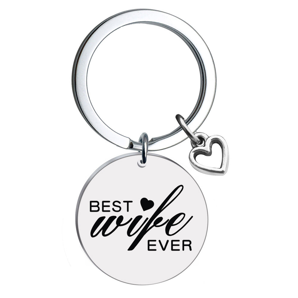 Stainless Steel Heart Keychain Polished Silver Open Charm Family Gift 9