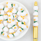 3D Green Scarf Little White Duck Silicone Focal Beads 20Pcs 
