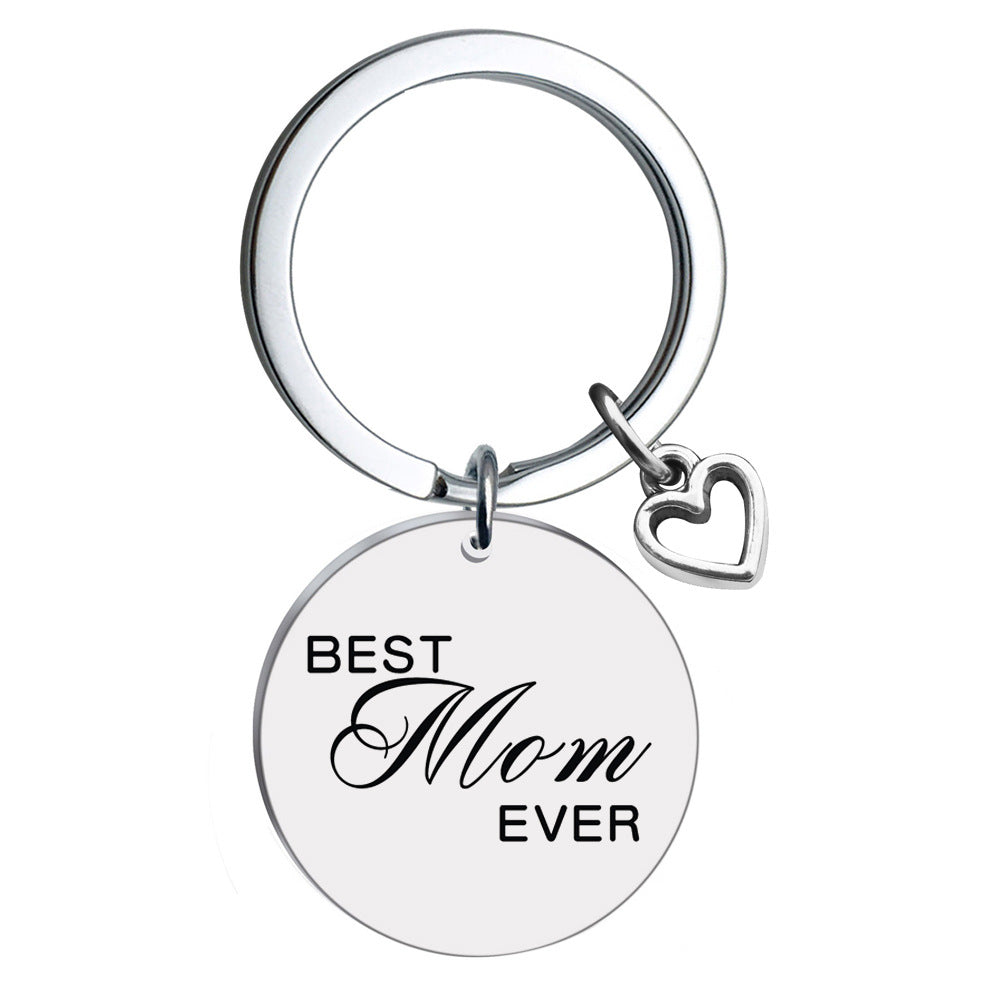 Stainless Steel Heart Keychain Polished Silver Open Charm Family Gift 8