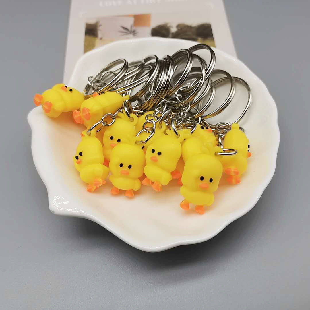 PVC Yellow Duck Keychain Cute Animal Charm Lightweight 4