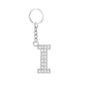 Diamond Inlaid Alphabet Keychain Silver Tone Zinc Alloy 10.5cm 13