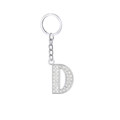 Diamond Inlaid Alphabet Keychain Silver Tone Zinc Alloy 10.5cm 8