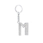 Diamond Inlaid Alphabet Keychain Silver Tone Zinc Alloy 10.5cm 17