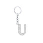 Diamond Inlaid Alphabet Keychain Silver Tone Zinc Alloy 10.5cm 25
