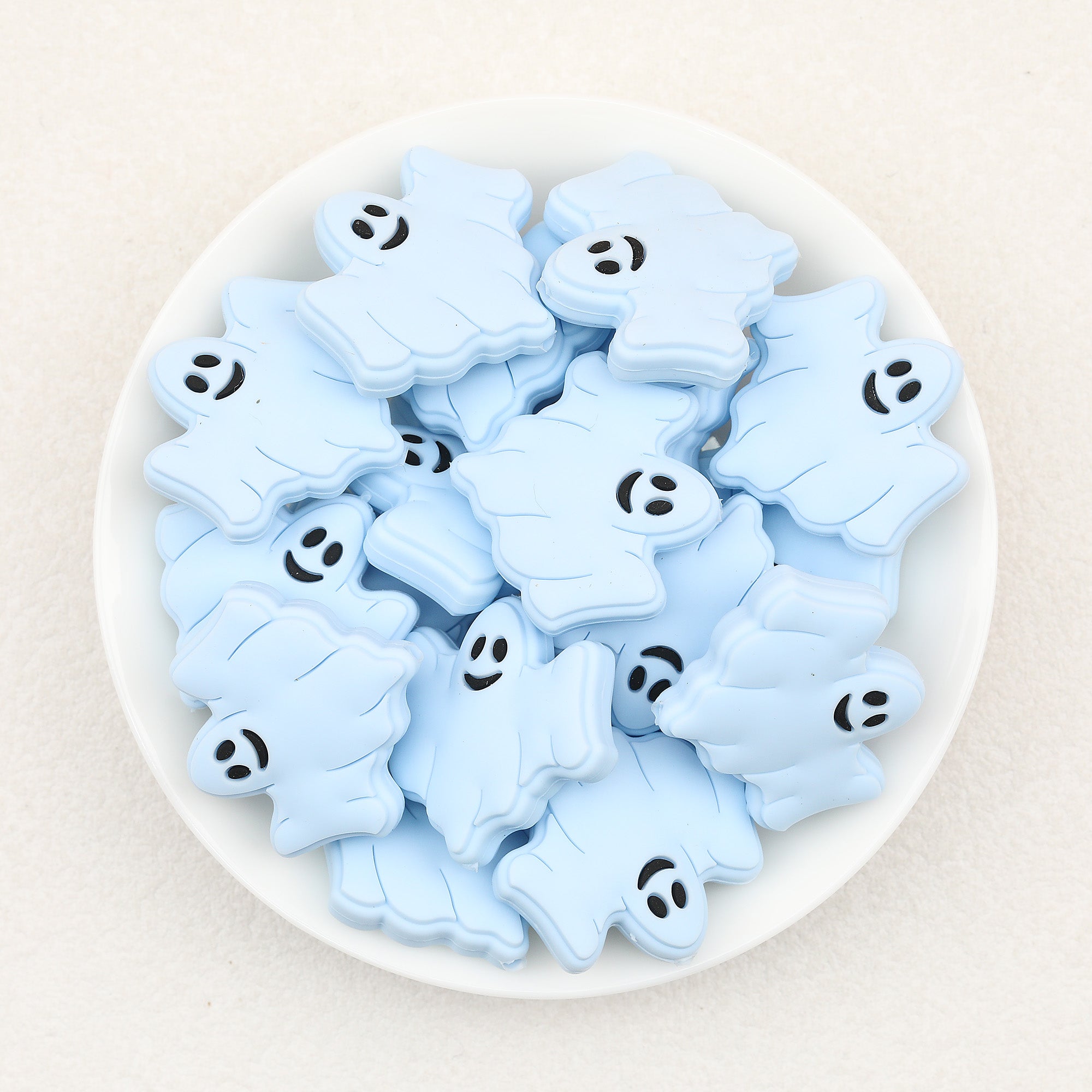 Halloween Multicolor Ghost Silicone Focal Beads 20pcs 7