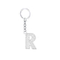 Diamond Inlaid Alphabet Keychain Silver Tone Zinc Alloy 10.5cm 22