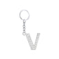 Diamond Inlaid Alphabet Keychain Silver Tone Zinc Alloy 10.5cm 26