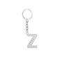 Diamond Inlaid Alphabet Keychain Silver Tone Zinc Alloy 10.5cm 30