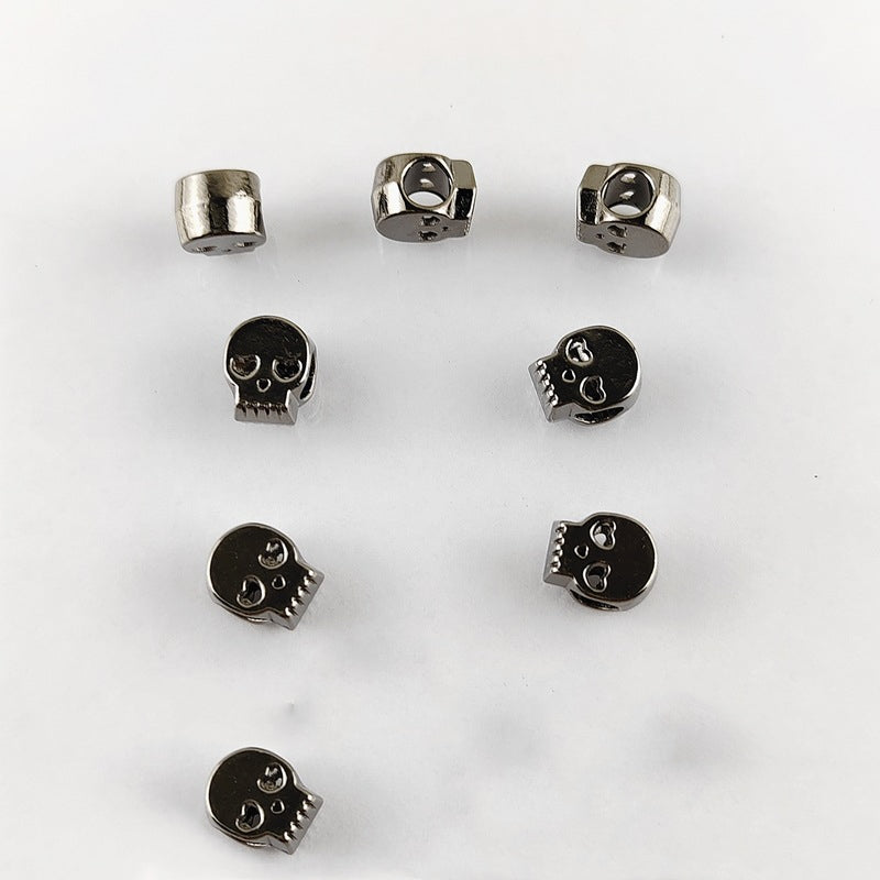 Skull Metal Beads 10mm Colorful Large Hole Zinc Alloy 50pcs 5