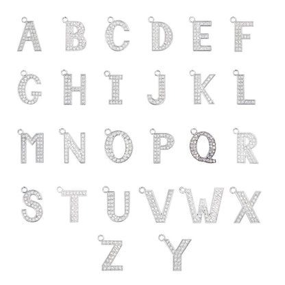 Diamond Inlaid Alphabet Keychain Silver Tone Zinc Alloy 10.5cm 2