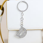 Diamond Inlaid Alphabet Keychain Silver Tone Zinc Alloy 10.5cm 3