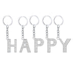 Diamond Inlaid Alphabet Keychain Silver Tone Zinc Alloy 10.5cm