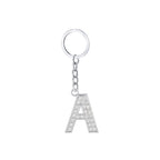 Diamond Inlaid Alphabet Keychain Silver Tone Zinc Alloy 10.5cm 5