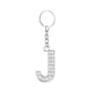 Diamond Inlaid Alphabet Keychain Silver Tone Zinc Alloy 10.5cm 14