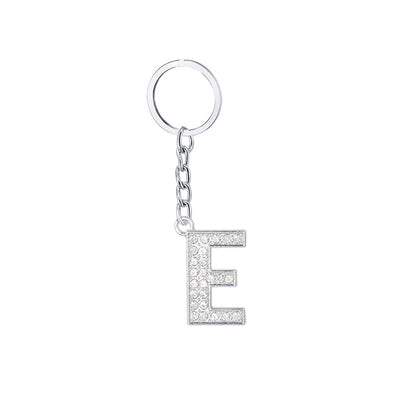 Diamond Inlaid Alphabet Keychain Silver Tone Zinc Alloy 10.5cm 9
