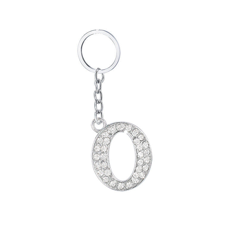 Diamond Inlaid Alphabet Keychain Silver Tone Zinc Alloy 10.5cm 19