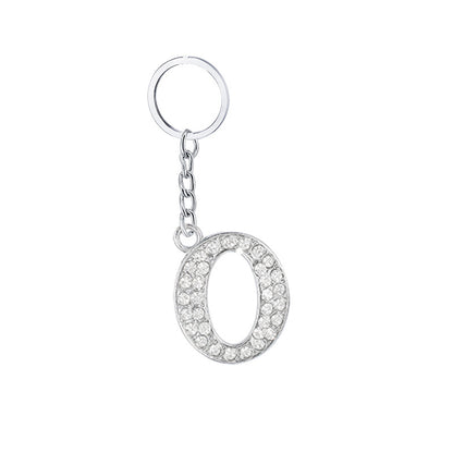 Diamond Inlaid Alphabet Keychain Silver Tone Zinc Alloy 10.5cm 19