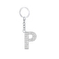 Diamond Inlaid Alphabet Keychain Silver Tone Zinc Alloy 10.5cm 20