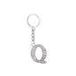 Diamond Inlaid Alphabet Keychain Silver Tone Zinc Alloy 10.5cm 21