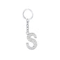 Diamond Inlaid Alphabet Keychain Silver Tone Zinc Alloy 10.5cm 23