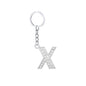 Diamond Inlaid Alphabet Keychain Silver Tone Zinc Alloy 10.5cm 28