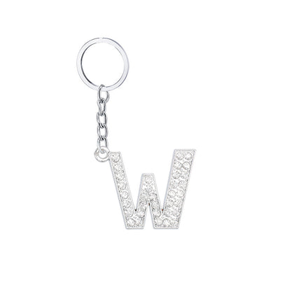 Diamond Inlaid Alphabet Keychain Silver Tone Zinc Alloy 10.5cm 27