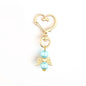 Alloy Baby Baptism Keychain Gold Tone Angel Wings Pastel Beads 7