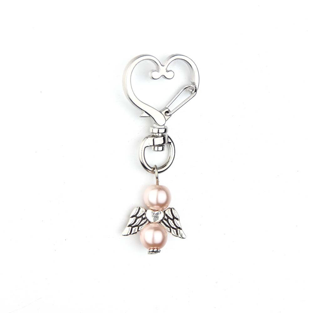 Alloy Angel Wings Beaded Keychain Whimsical Heart Charm 7