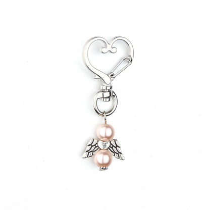Alloy Angel Wings Beaded Keychain Whimsical Heart Charm 7