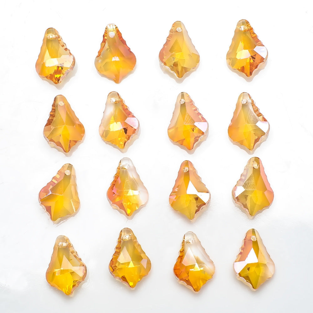 Electroplated Maple Leaf Glass Beads 11x16mm Double-Sided Single Hole 30pcs 16
