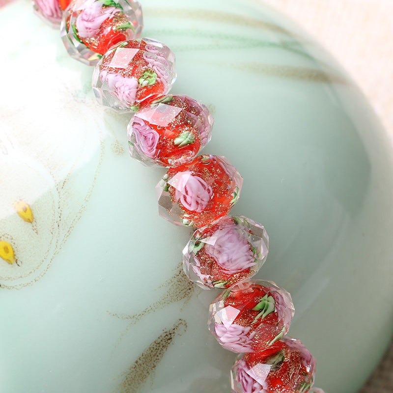 Transparent Flower Glass Beads 12mm Multicolor Assorted 100pcs 9