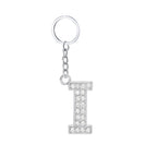 Diamond Inlaid Alphabet Keychain Silver Tone Zinc Alloy 10.5cm 4