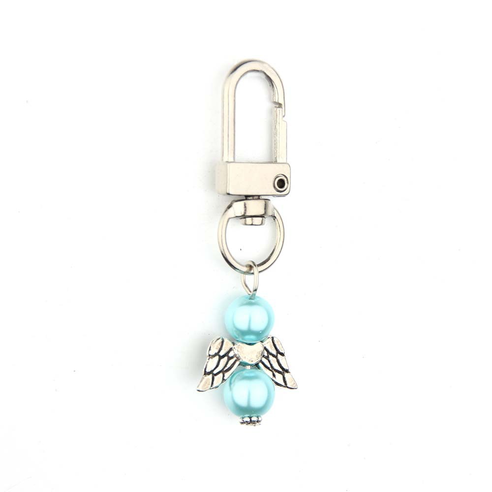 Mini Alloy Baby Love Keychain with Pastel Pearl Beads 15