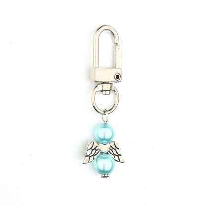 Mini Alloy Baby Love Keychain with Pastel Pearl Beads 15
