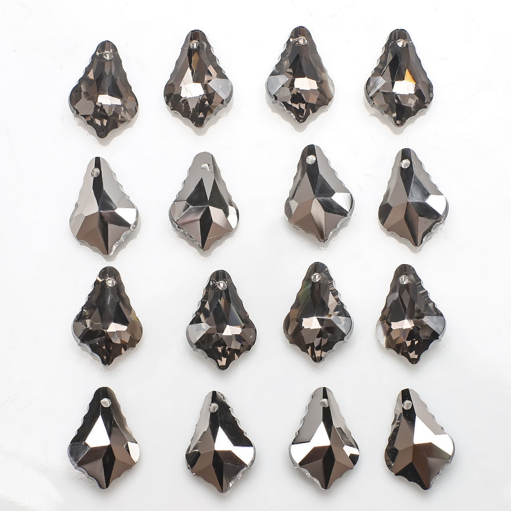 Electroplated Maple Leaf Glass Beads 11x16mm Double-Sided Single Hole 30pcs 17