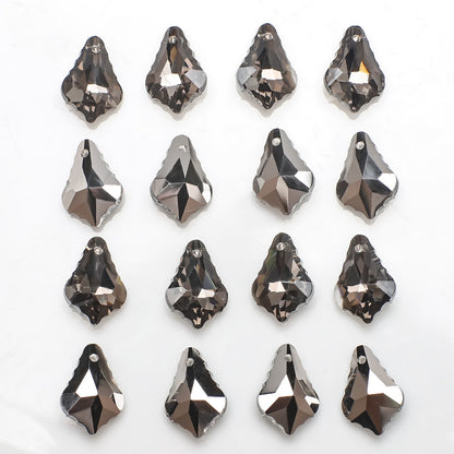 Electroplated Maple Leaf Glass Beads 11x16mm Double-Sided Single Hole 30pcs 17