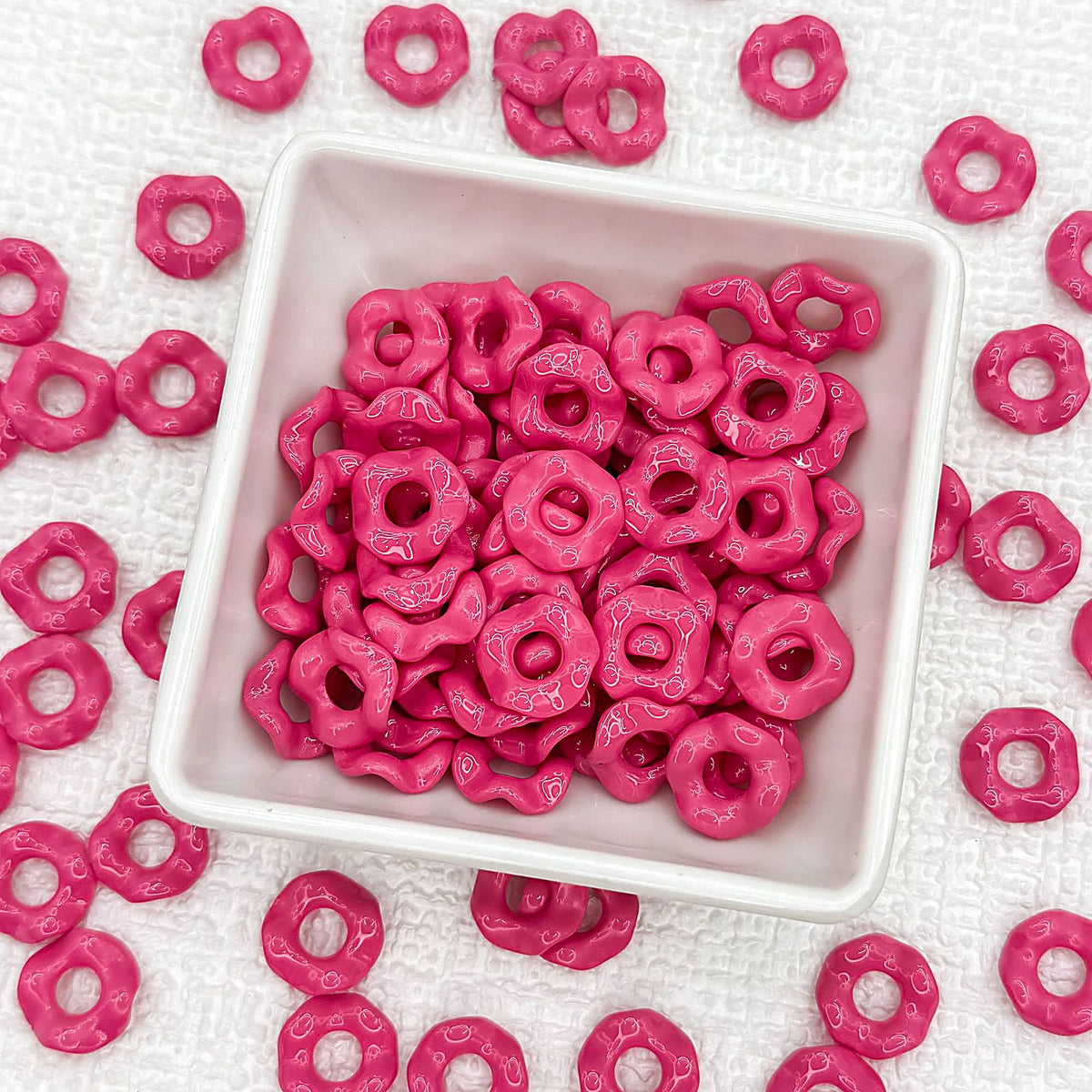 Acrylic Wavy Spacer Beads 12mm Baking Painted Colorful 50pcs - dark pink