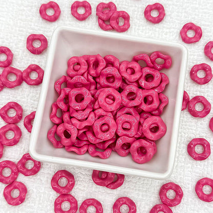 Acrylic Wavy Spacer Beads 12mm Baking Painted Colorful 50pcs - dark pink
