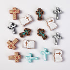 Silicone Focal Beads Bible Cross Leopard Print and Birthday of Jesus 20pcs 4