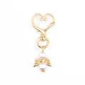 Alloy Baby Baptism Keychain Gold Tone Angel Wings Pastel Beads 6