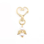 Alloy Baby Baptism Keychain Gold Tone Angel Wings Pastel Beads 6
