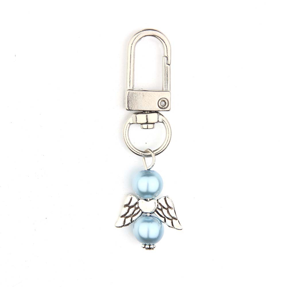 Mini Alloy Baby Love Keychain with Pastel Pearl Beads 16