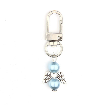 Mini Alloy Baby Love Keychain with Pastel Pearl Beads 16