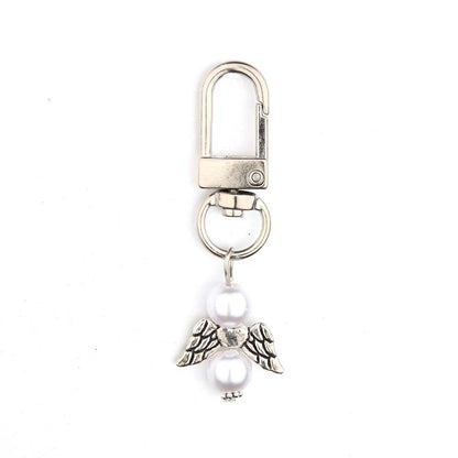 Mini Alloy Baby Love Keychain with Pastel Pearl Beads 14